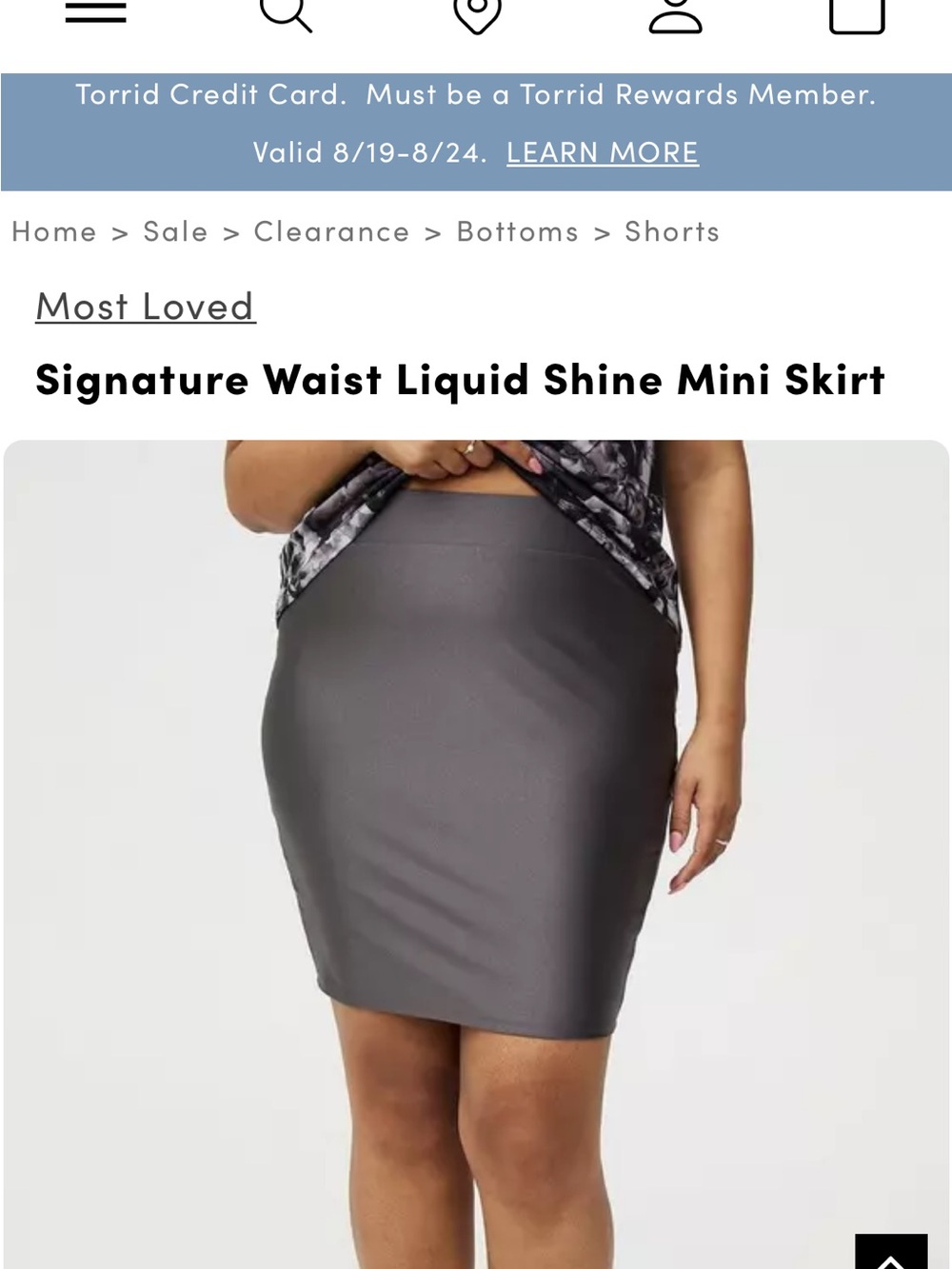 torrid Liquid Shine Signature Waist Mini Skirt — Charcoal Gray
